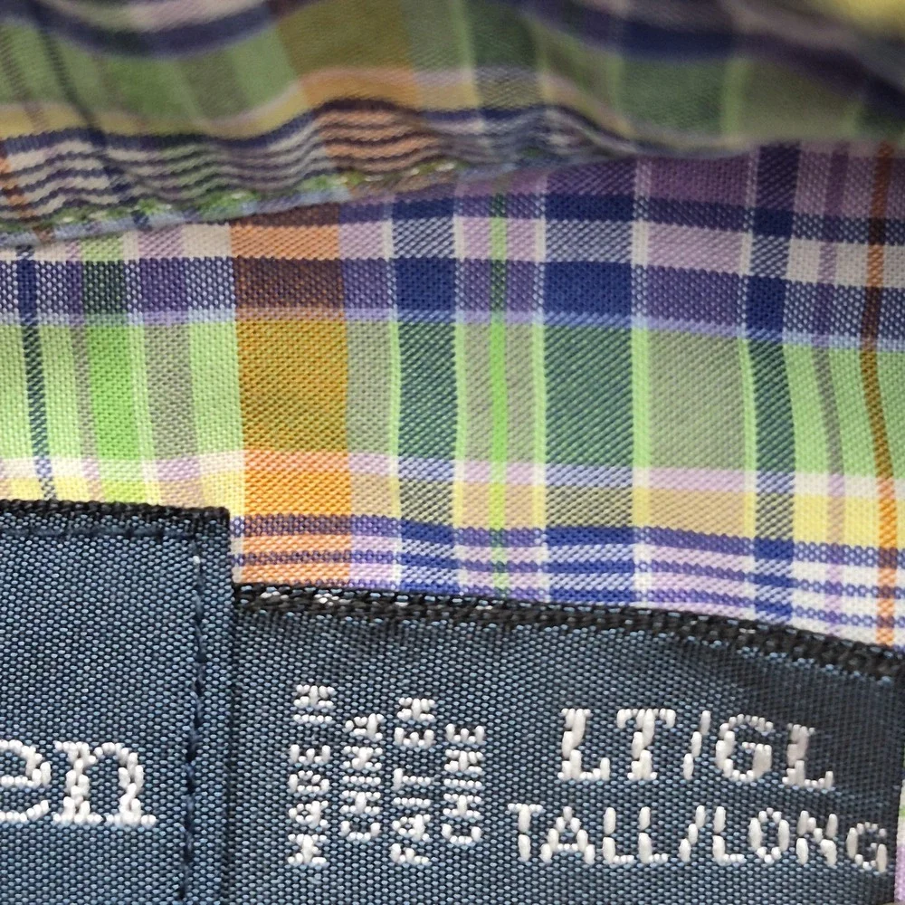 Polo Ralph Lauren Shirt Mens L Tall LT Classic Fit Plaid Long Sleeve Cotton
